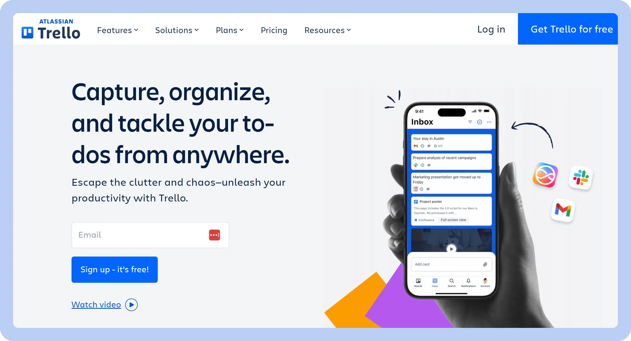 Screenshot of Trello's landing page